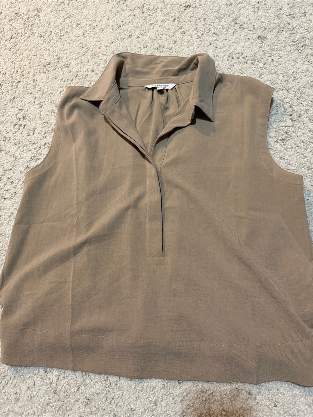 Liverpool Sleeveless Collared blouse in Taupe Brown